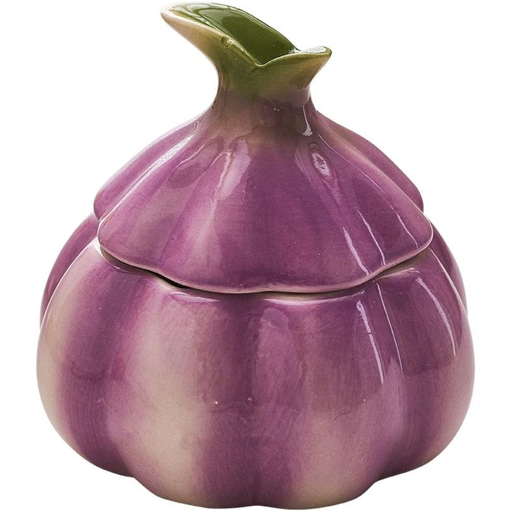 Cinzeiro em forma de alho cerâmico com tampa 9,2x4,5cm 300g