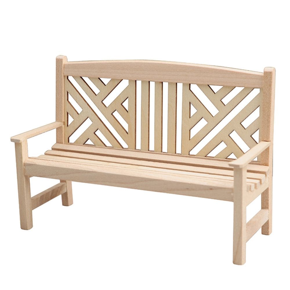 Banco de jardim em miniatura Dollhouse em escala 1:12 em carvalho de madeira DIY