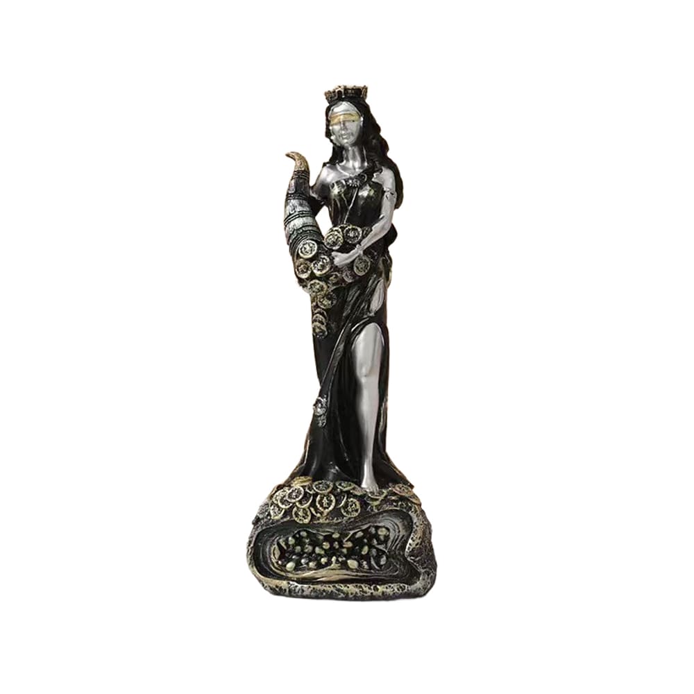 Estátua da Deusa Grega da Riqueza em resina 24,5 cm com cornucópia