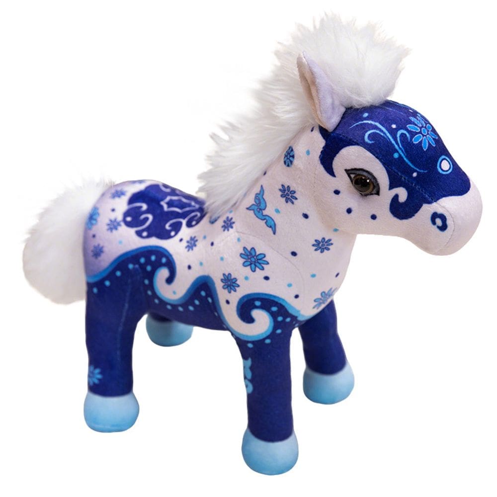 Boneca de brinquedo de pelúcia Elegant Blue Horse de 32 cm para crianças e colecionadores