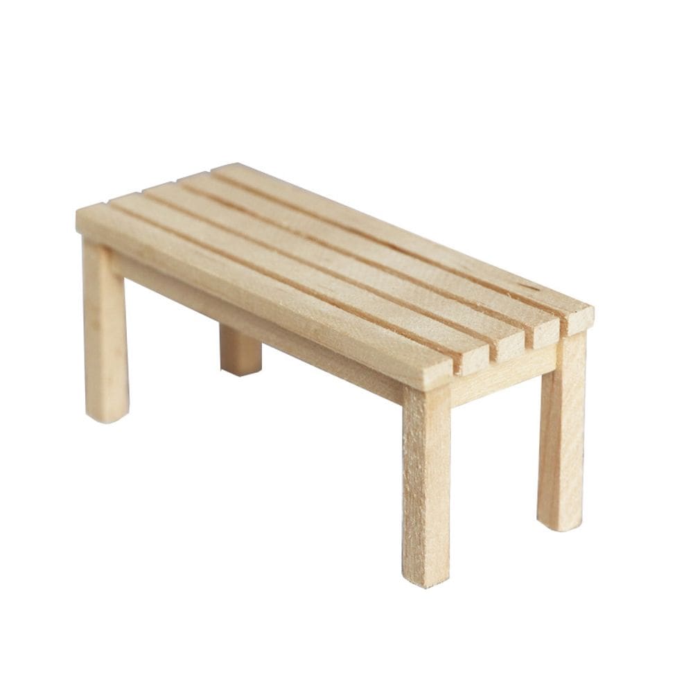 Banco externo em miniatura Dollhouse em madeira inacabada em escala 1:12