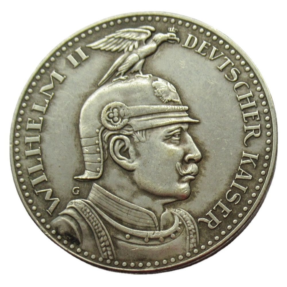 Moeda Alemanha: Cobre comemorativo banhado a prata de 5 marcos de 1913