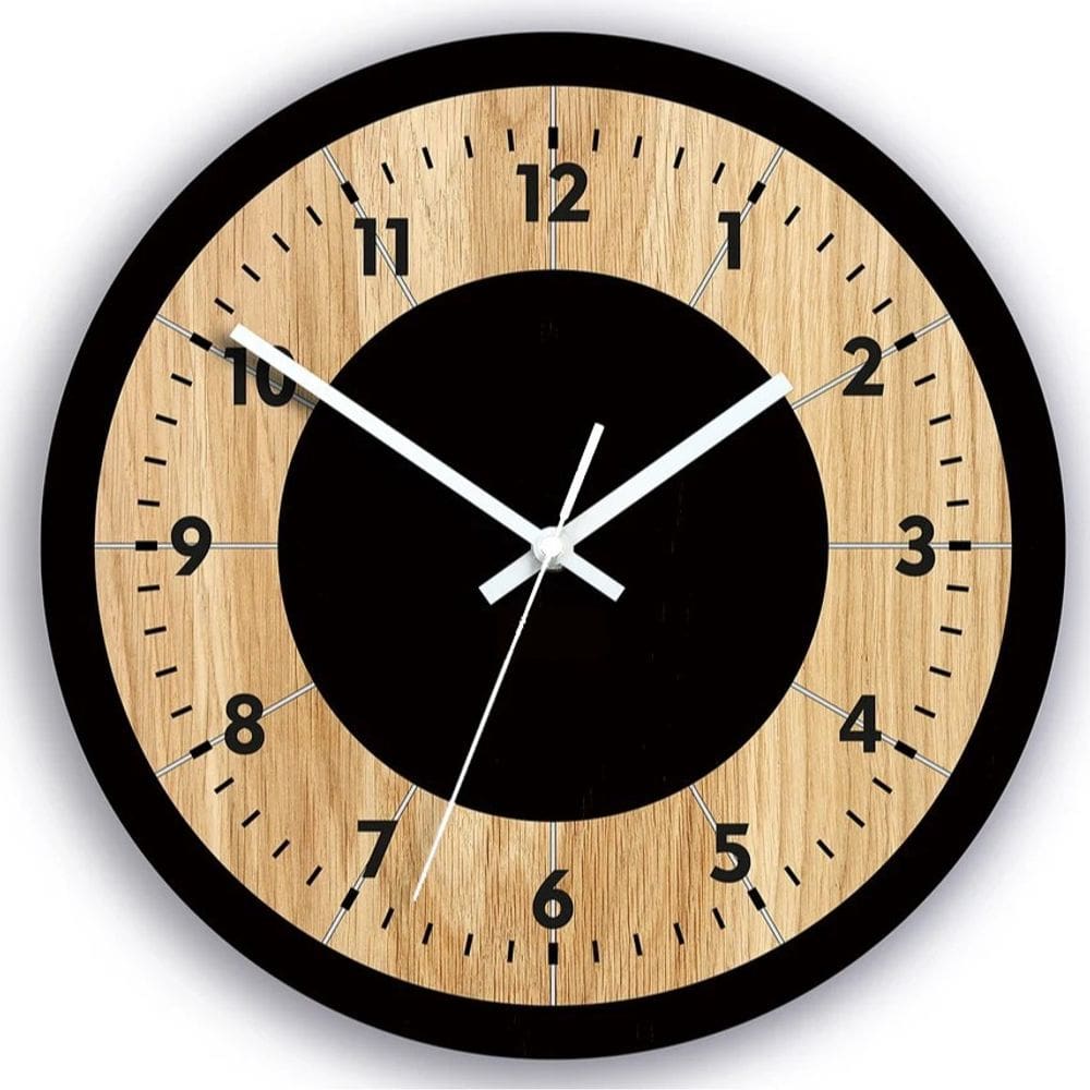 Relógio de parede de madeira de 12 polegadas silencioso sem tique-taque preto moderno
