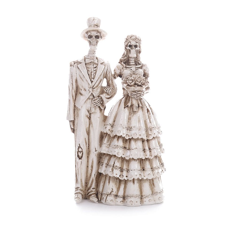 Estátuas: Esqueleto, noiva e noivo, casamento gótico, resina de 15 cm