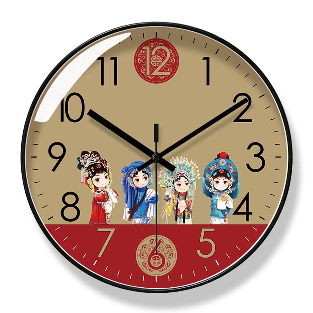 Relógio de parede em estilo chinês, sem tique-taque, silencioso, 30 cm