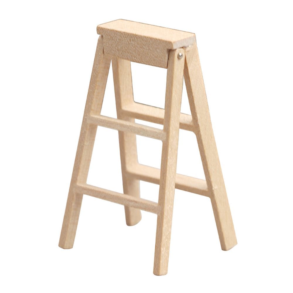 Escada de madeira em miniatura para casa de bonecas dobrável em escala 1:12