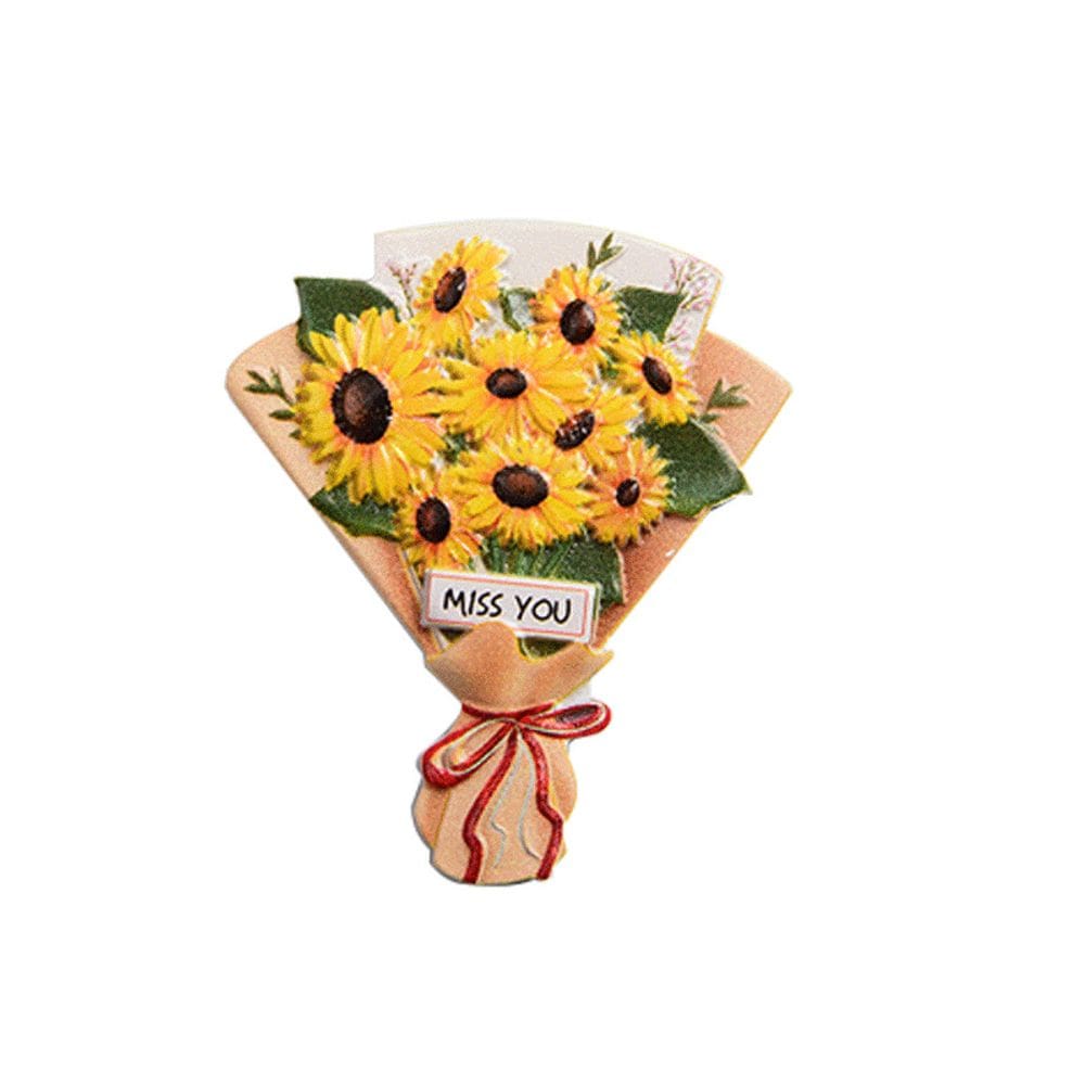 Buquê de girassol com ímã de geladeira e resina 3D Miss You
