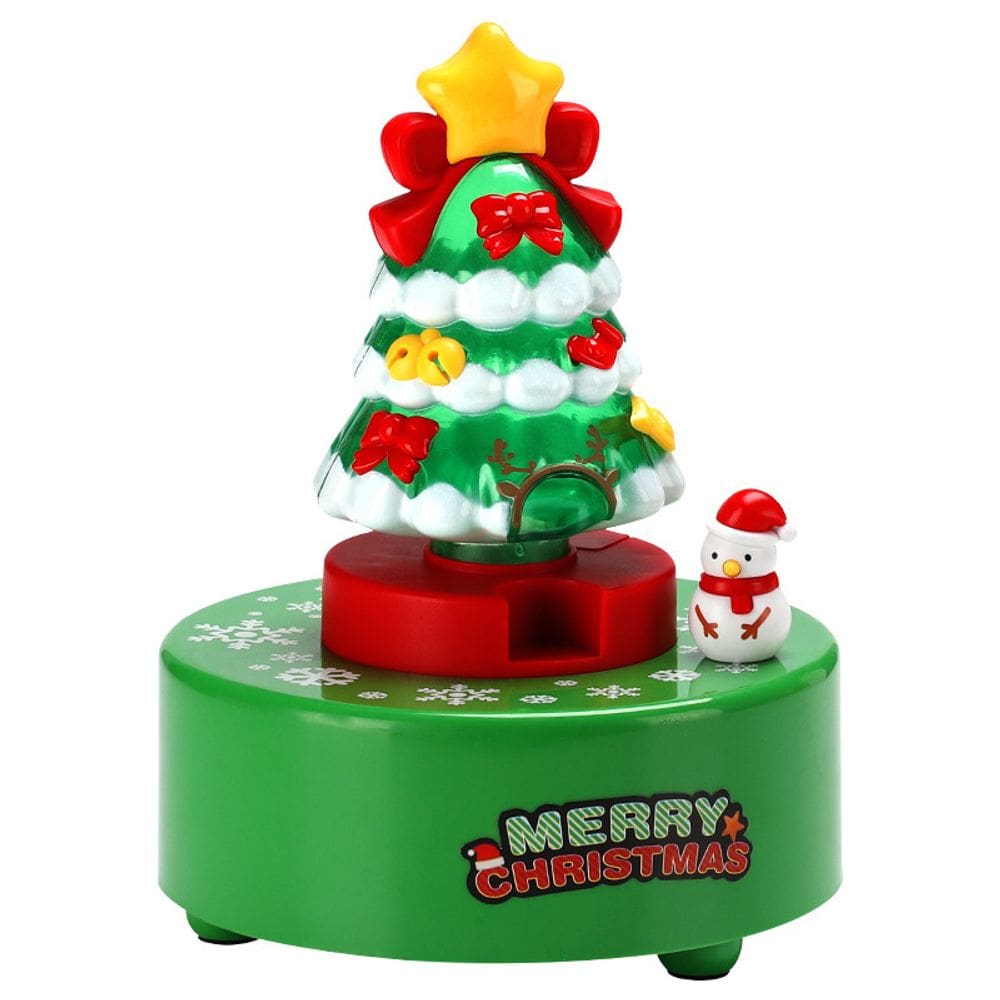 Caixa de música para árvore de Natal com estatueta de boneco de neve em plástico