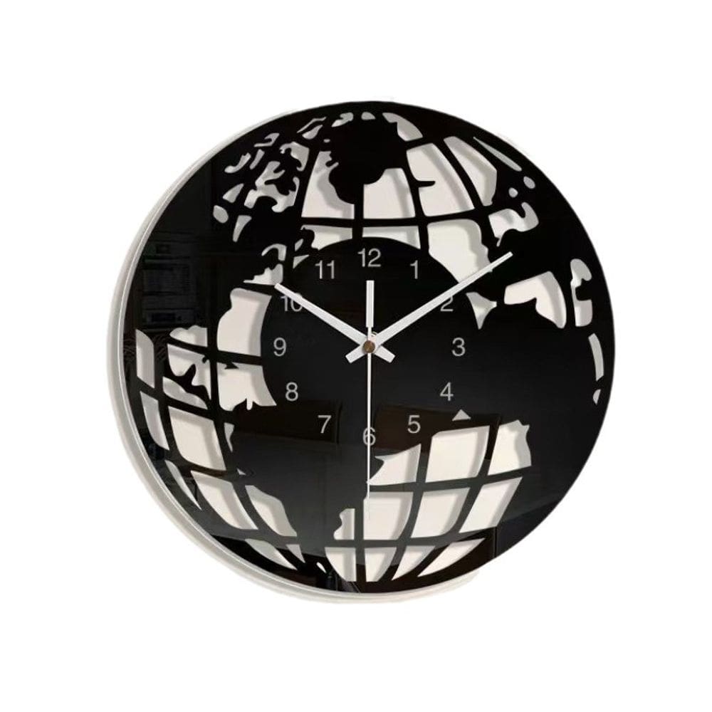 Relógio de parede, mapa do mundo moderno, espelho acrílico redondo de 30 cm