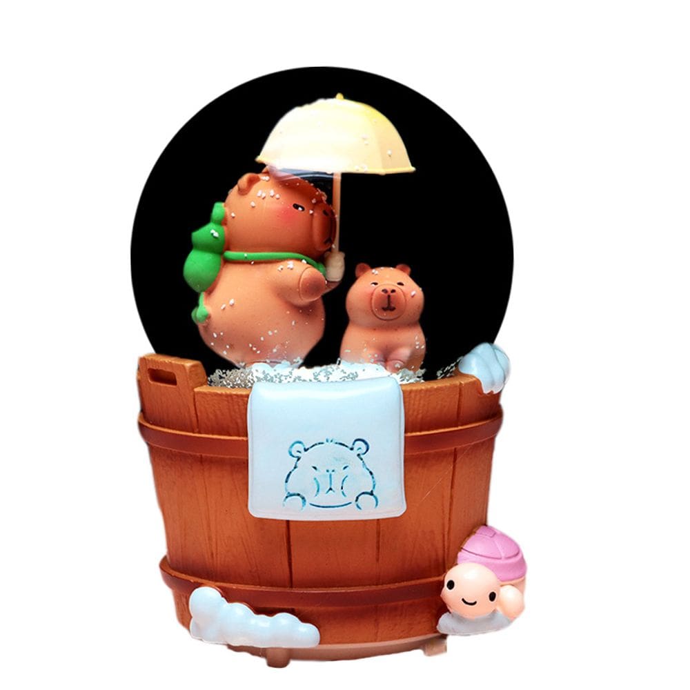 Caixa de música Water Globe Caixas musicais Capybara com luz LED
