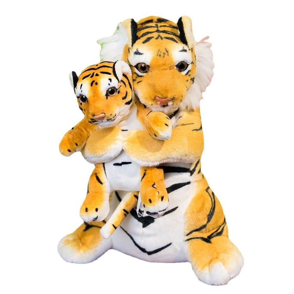 Brinquedo de pelúcia Tiger Stuffed Bicho 39 cm com design para mãe e bebê