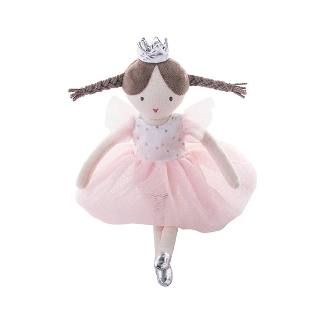 Boneca de pelúcia macia Ballerina 34 cm com vestido de tule rosa