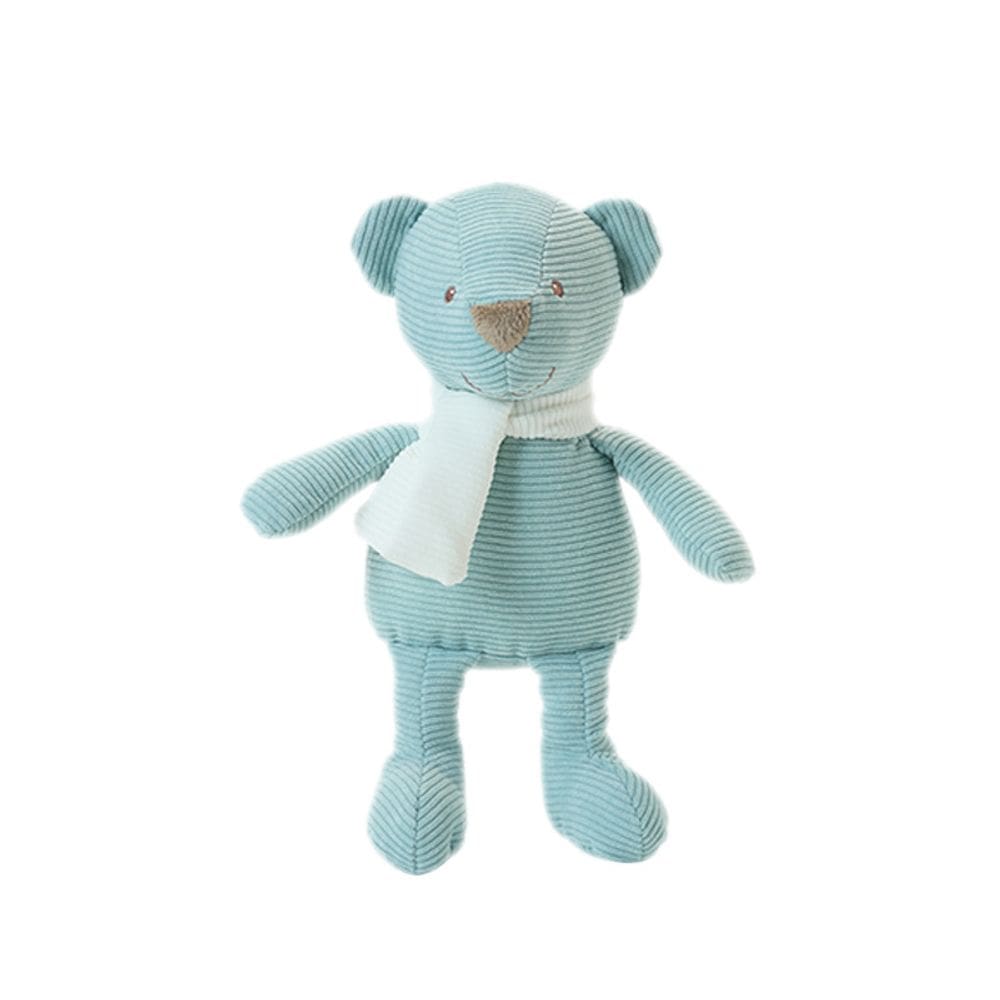 Boneca de urso de pelúcia macia, boneca de pelúcia, azul claro, veludo cotelê de 23 cm