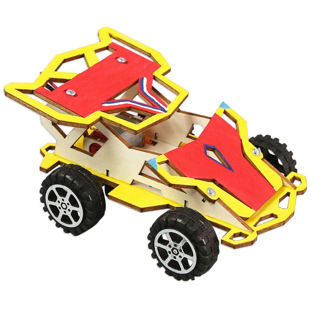 Kit científico: carro elétrico 4WD de madeira para crianças DIY STEM Sci