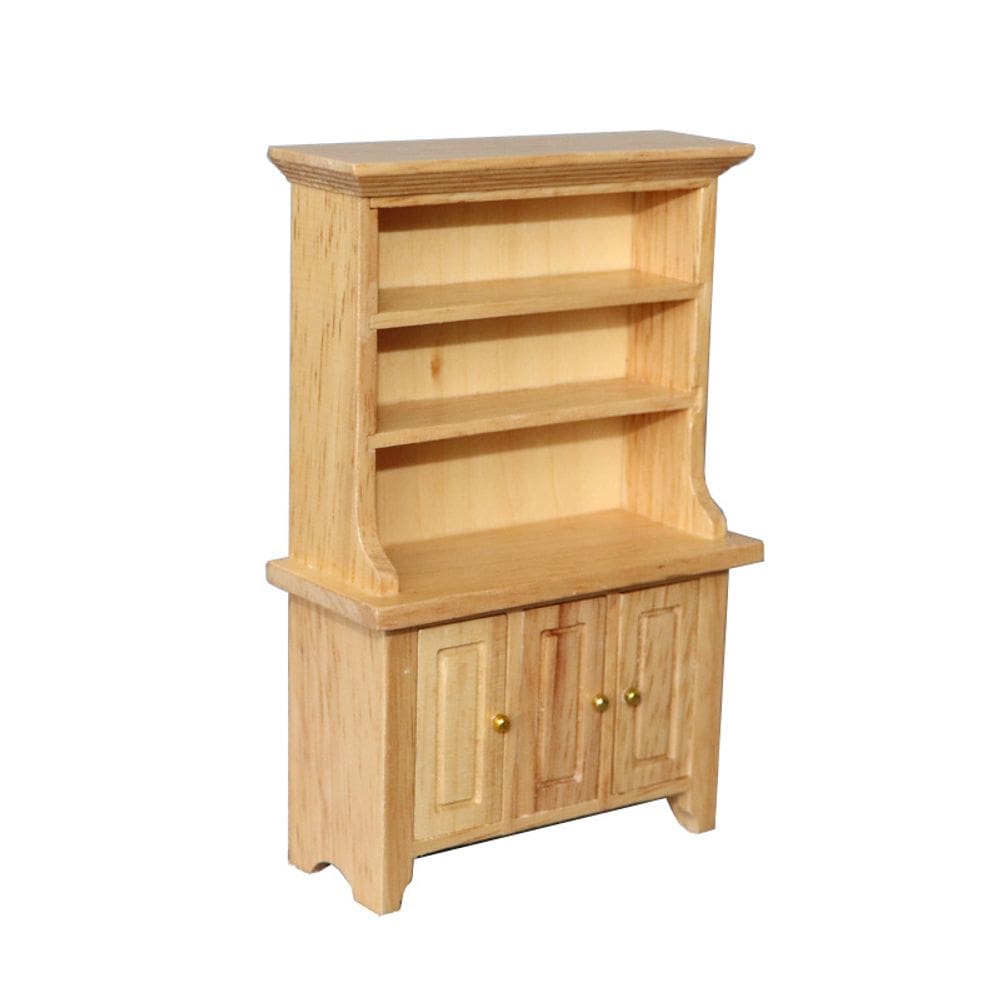 Armário de madeira em miniatura Dollhouse em madeira natural em escala 1:12