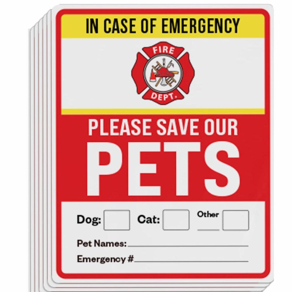 Sinal de alerta de emergência para animais de estimação 20 unidades/lote de PVC 10x12,7 cm