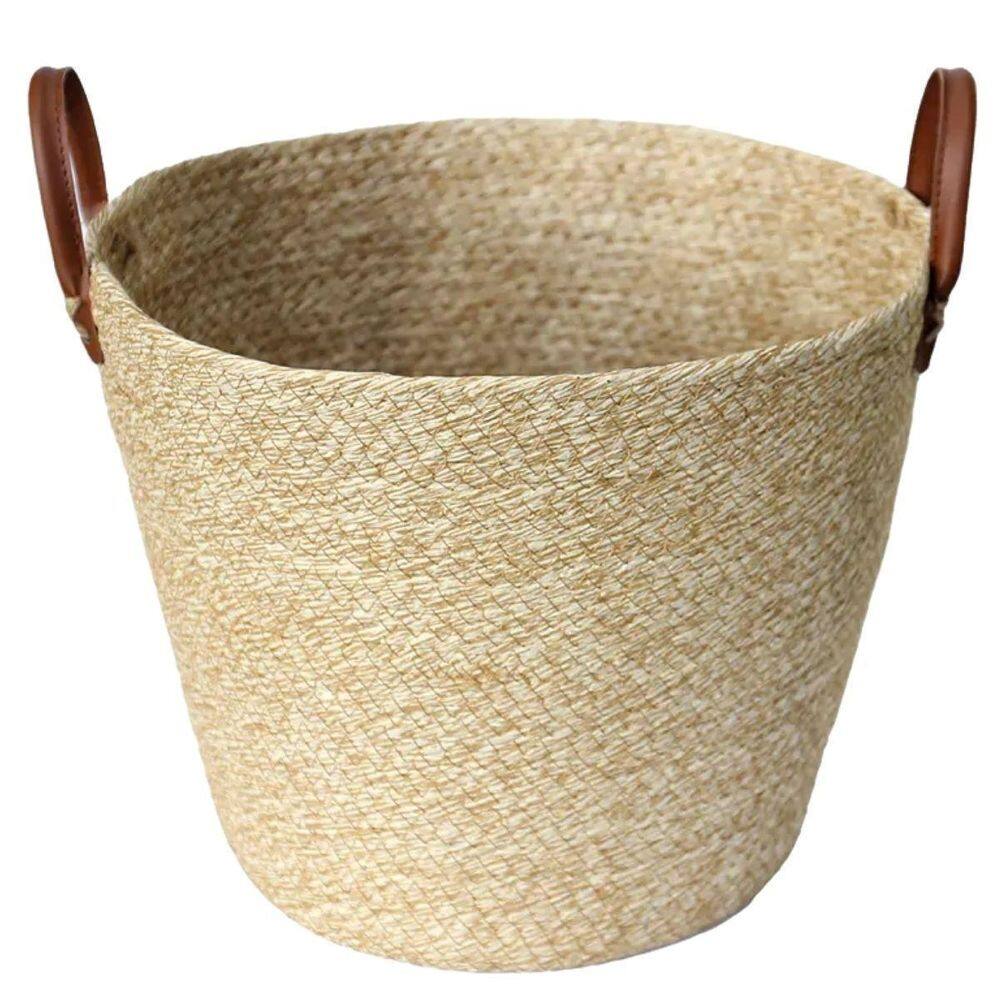 Cesto Multiuso De Fibra Natural Com Alça Marrom