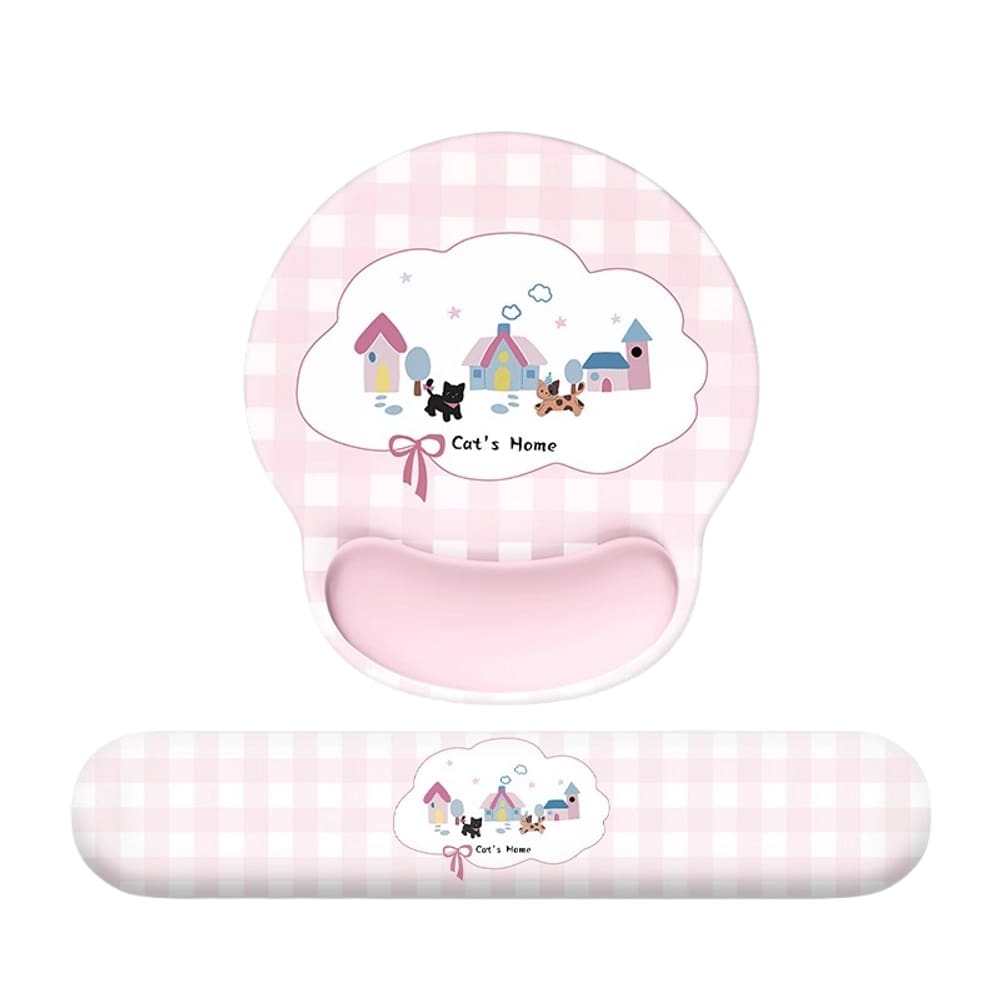 Conjunto de mouse pad e teclado Cute Cat`s Home Theme
