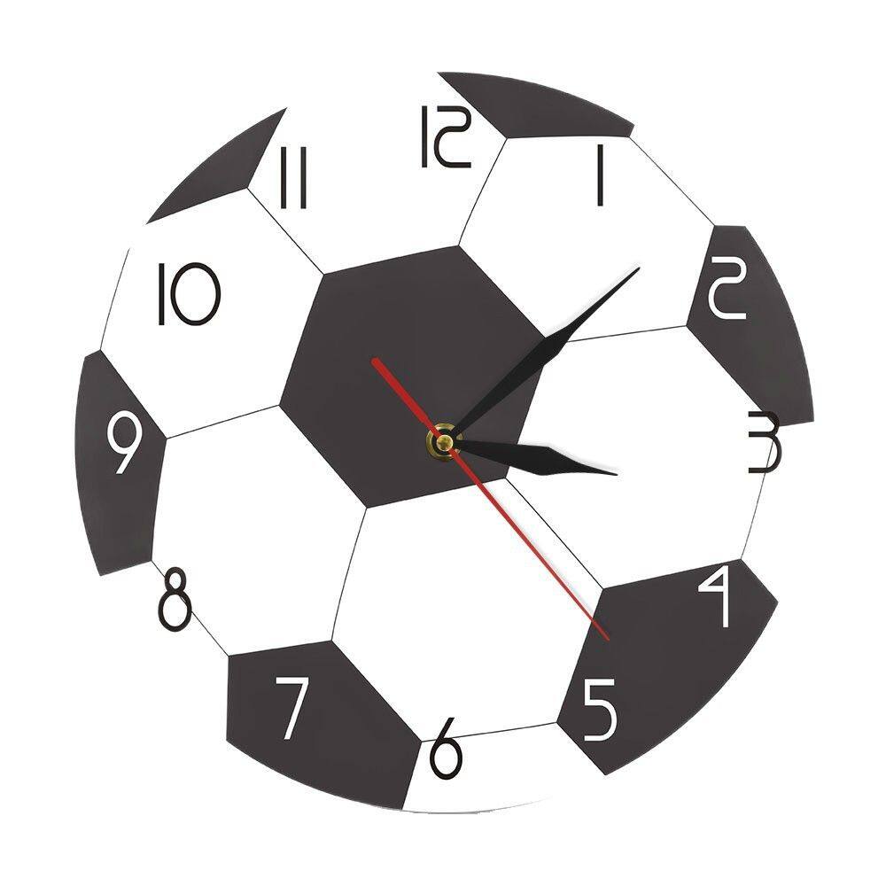 Relógio de parede com design de bola de futebol sem tique-taque silencioso de 30 cm
