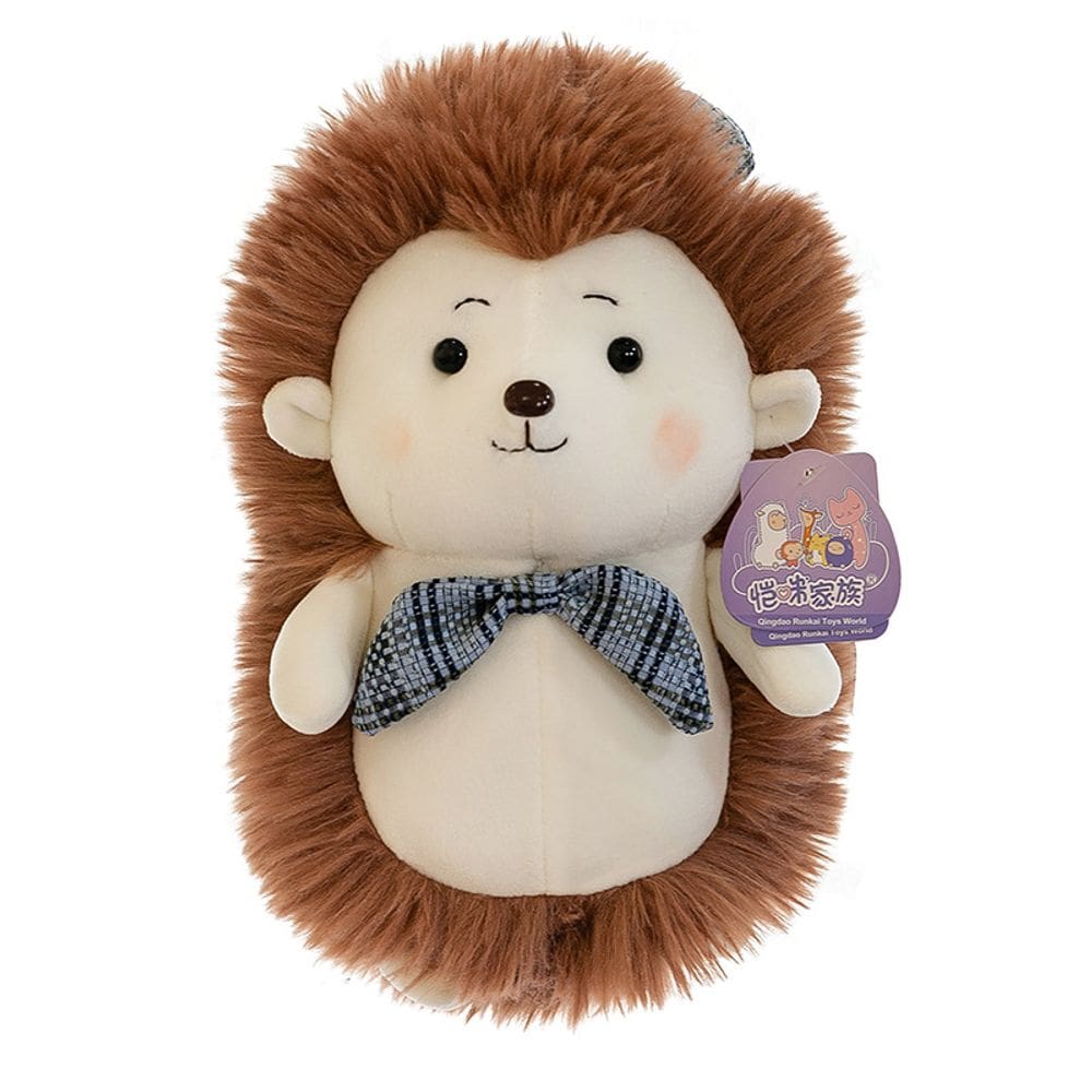 Boneca de pelúcia Hedgehog Cute com gravata borboleta xadrez de 40 cm