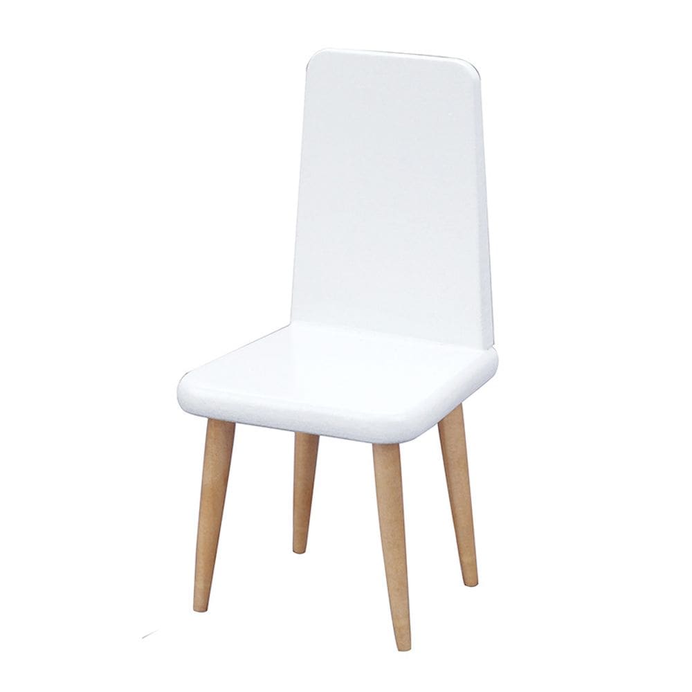 Cadeira em miniatura em MDF de bétula branca moderna em escala 1:12 para casa de bonecas