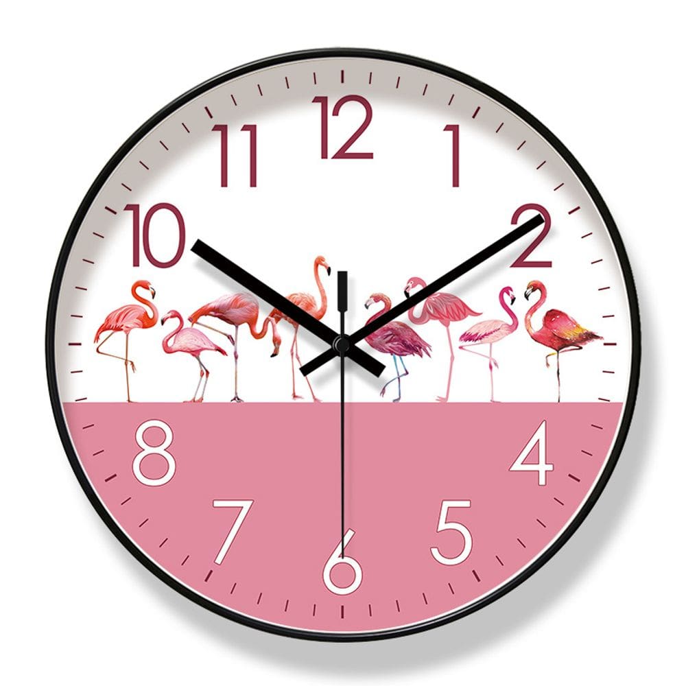 Relógio de parede Flamingo Non-Ticking Silent Quartz 30x30cm rosa