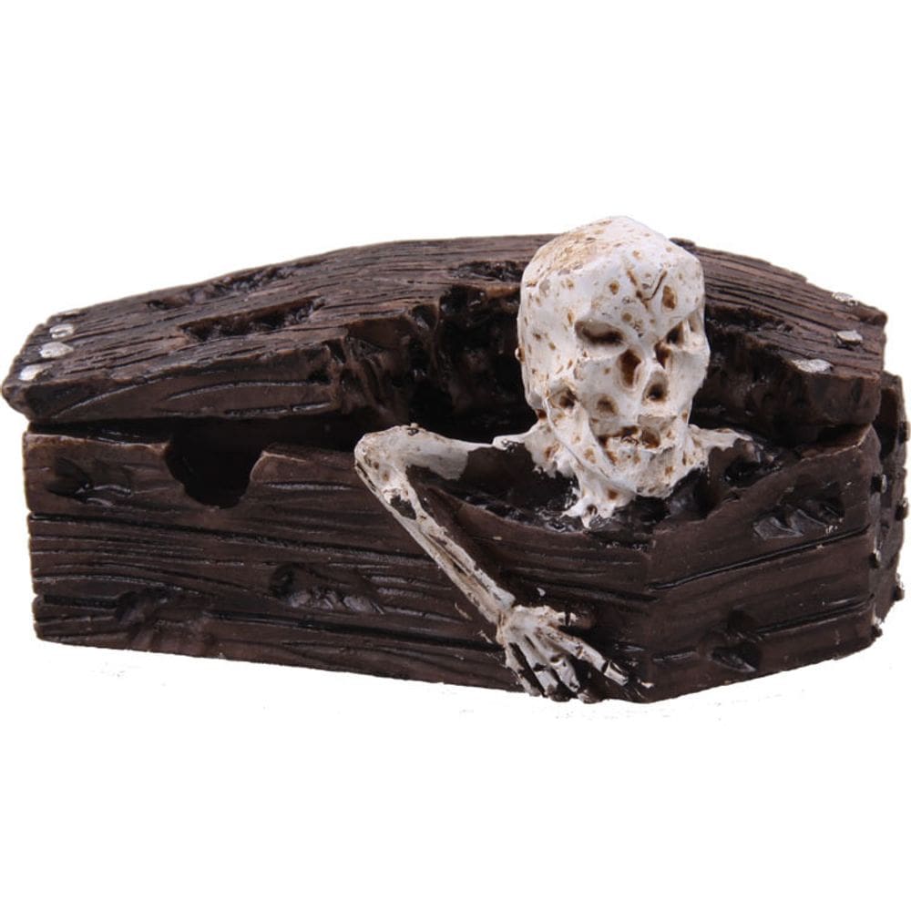 Resina Ashtray Mini Skeleton Coffin para fumantes 6,5x4x4,5cm