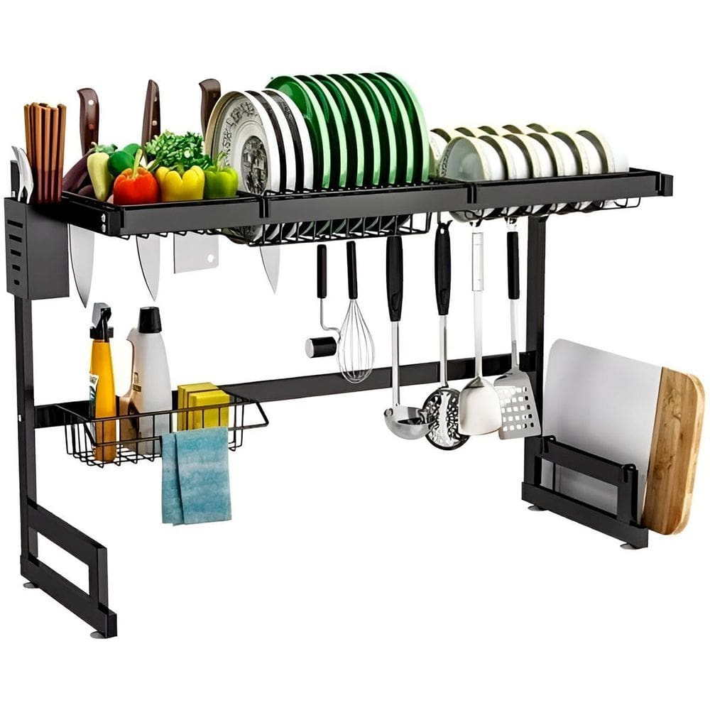 Escorredor De Louça Modular Preto Aço Inox Cozinha