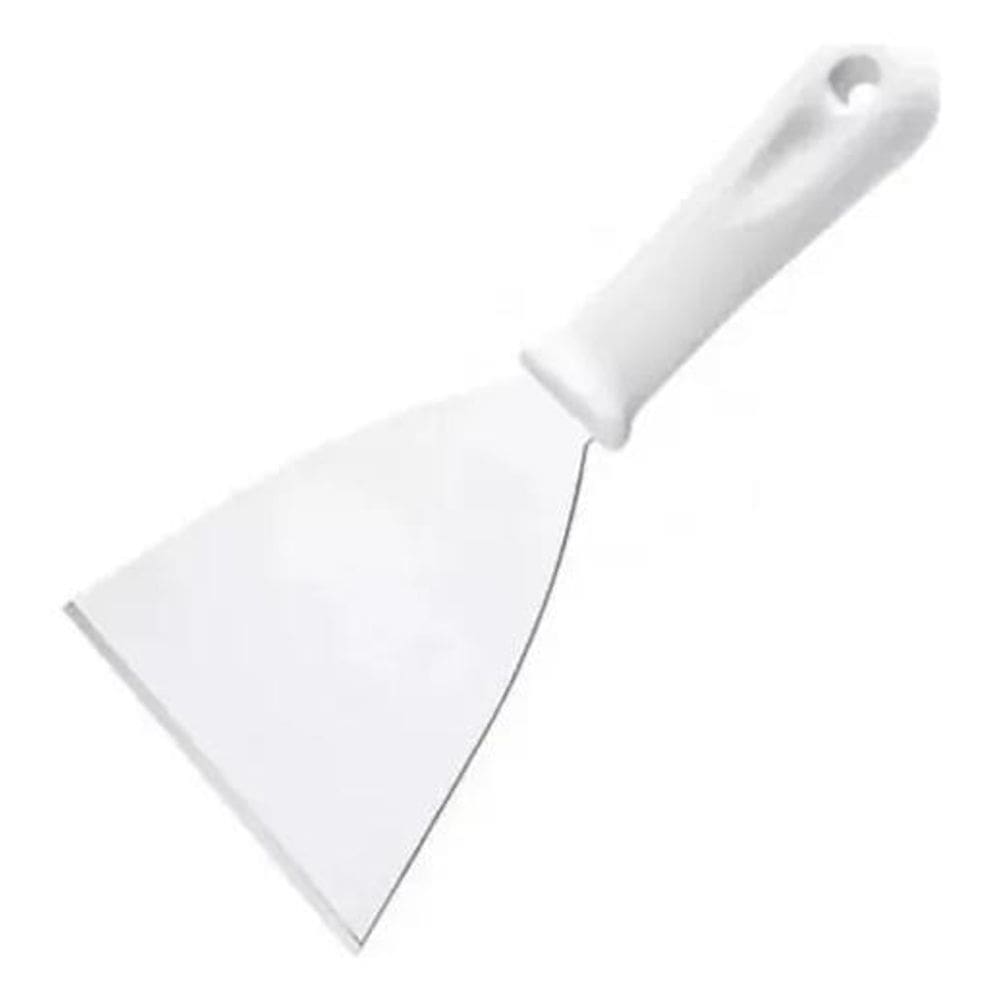 2X Espátula Reta Raspadora Inox Para Lanche Chapa E Cozinha