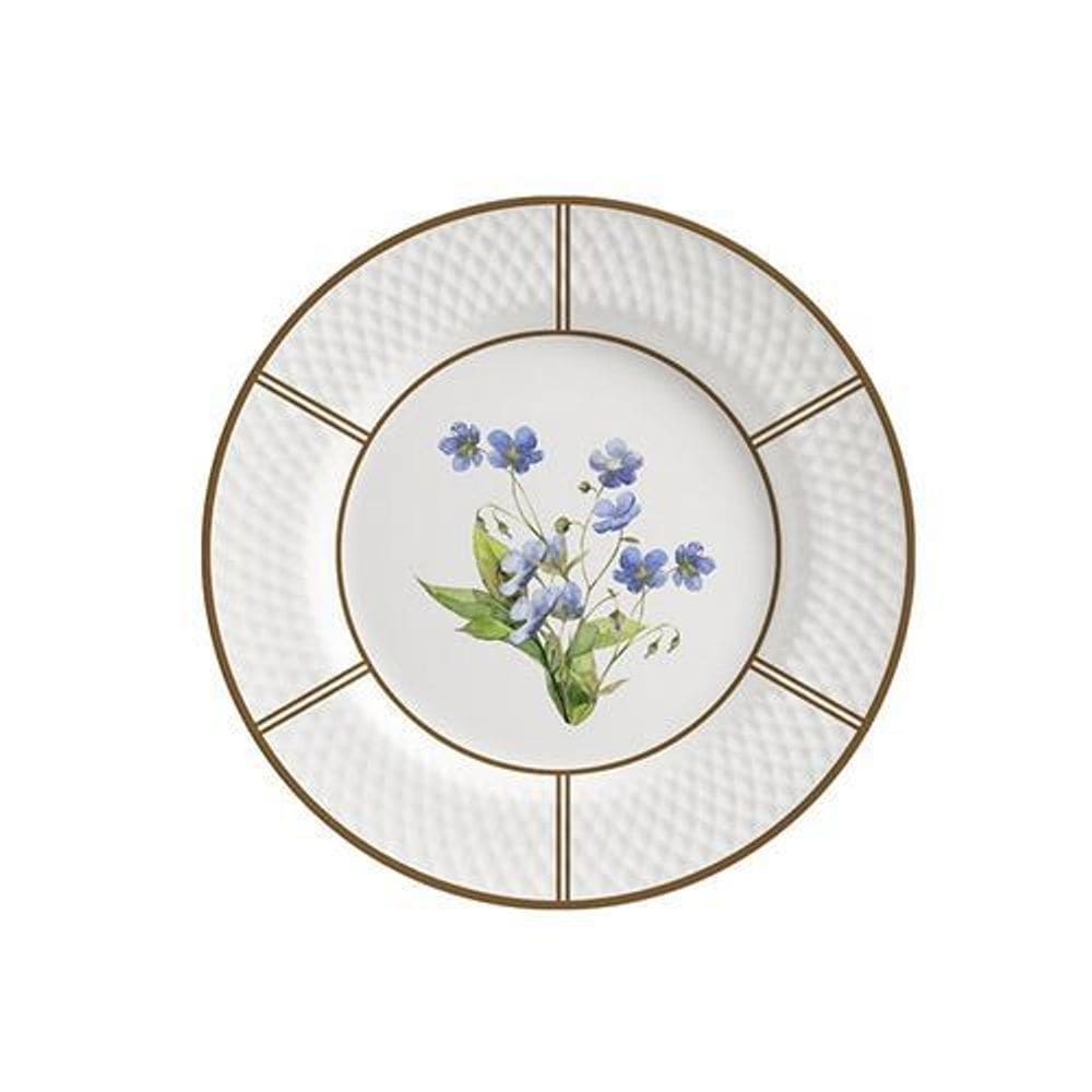 Conjunto Com 6 Pratos Sobremesa Innocence Filete Ouro 21Cm