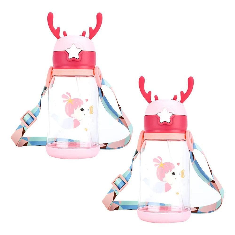 2X Kit2 Garrafa De Alce Água Infantil Criança Copo De Água