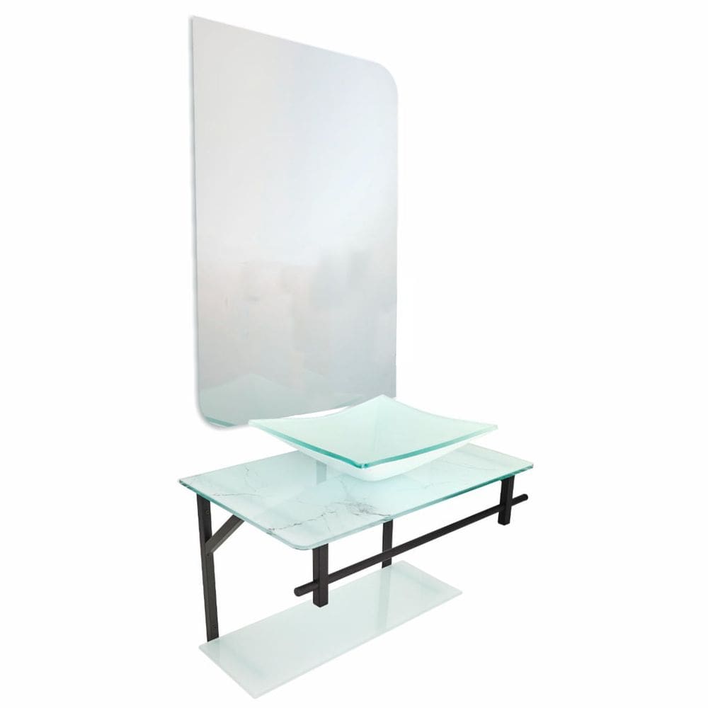 Lavatório Rubi Mármore 48x35cm com Espelho Branco - 0174 - DULLUC