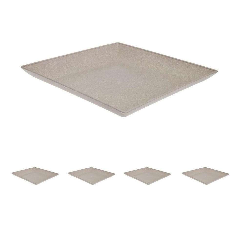 5Un Petisqueira Prato Quadrado 24X24Cm Ecológico Cinza