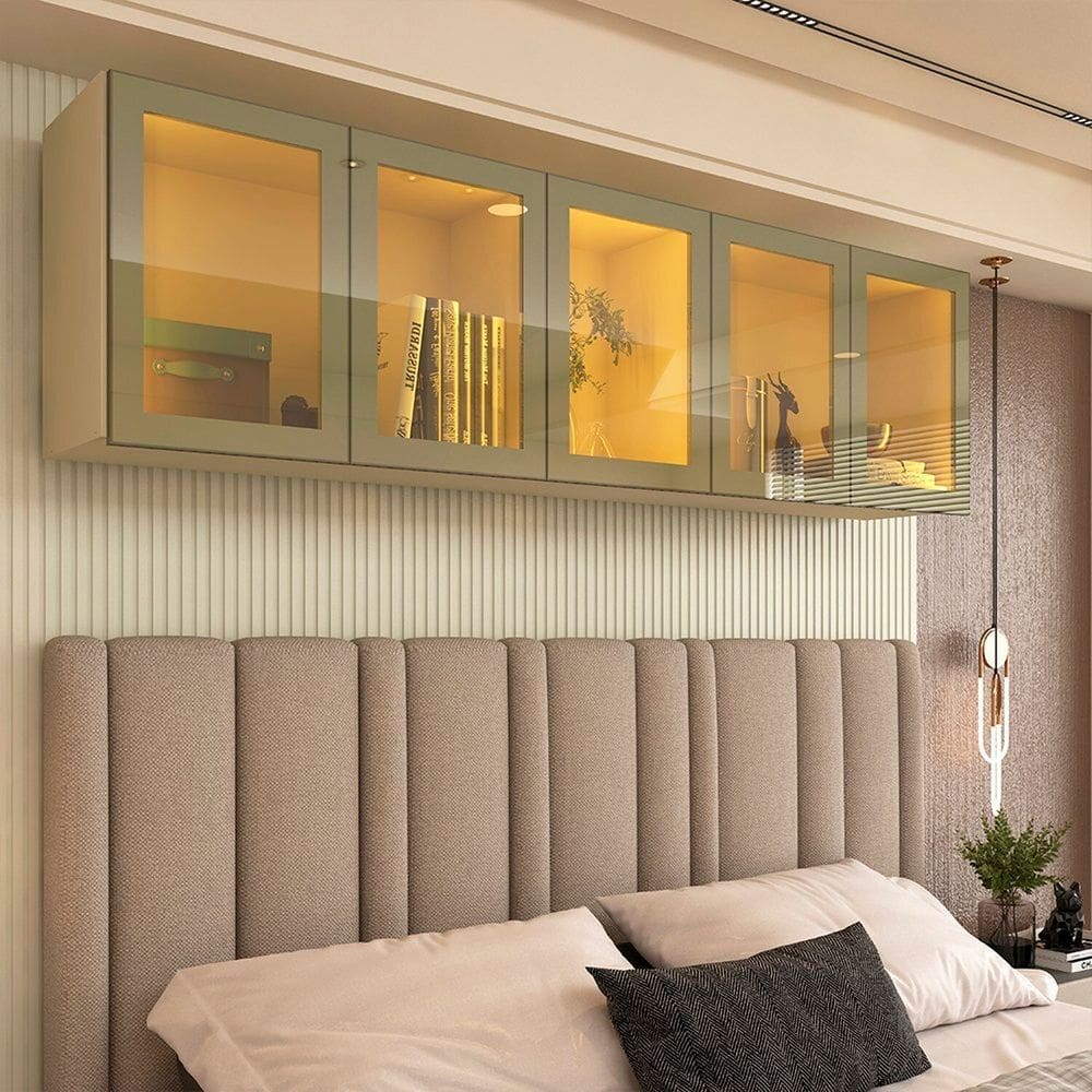 Módulo Guarda-roupa Aéreo Reflecta 5 Portas com Led 100% Mdf Concept Off White