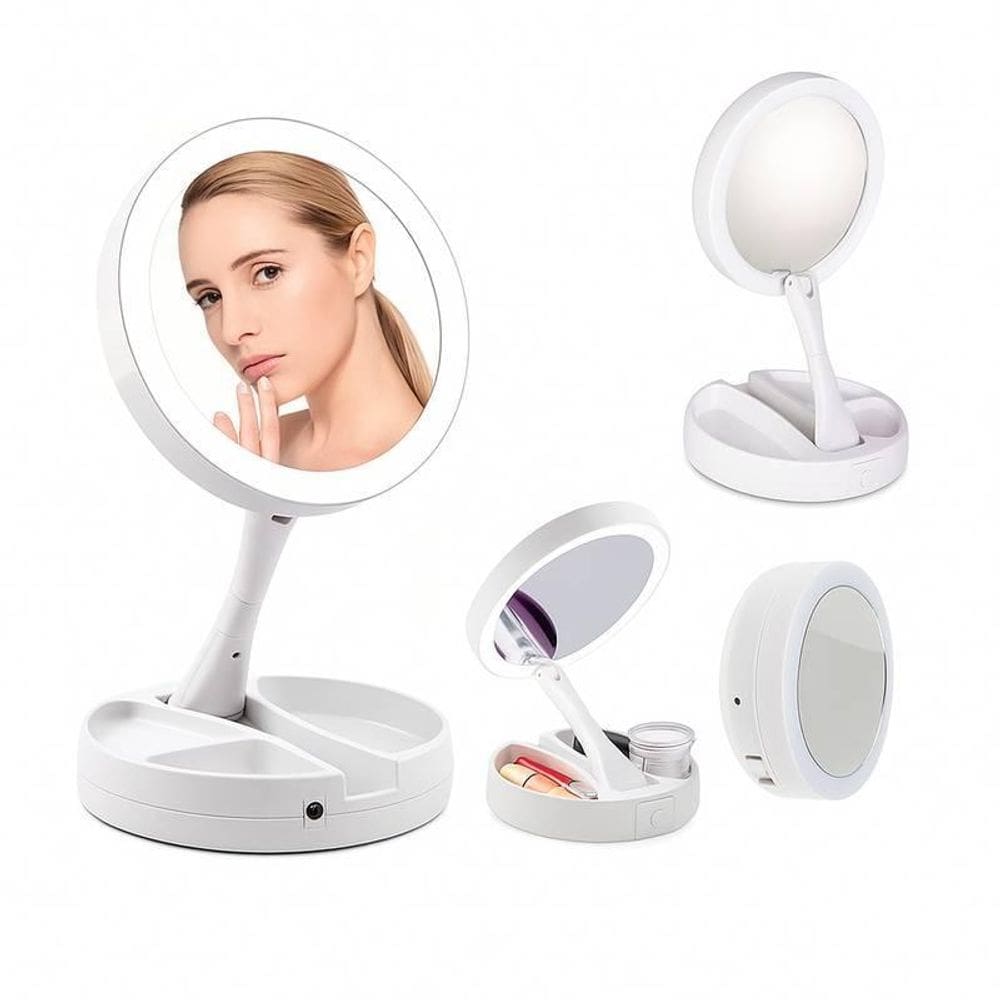 Espelho De Mesa Maquiagem Com Luz Led Rotação 360 Camarim