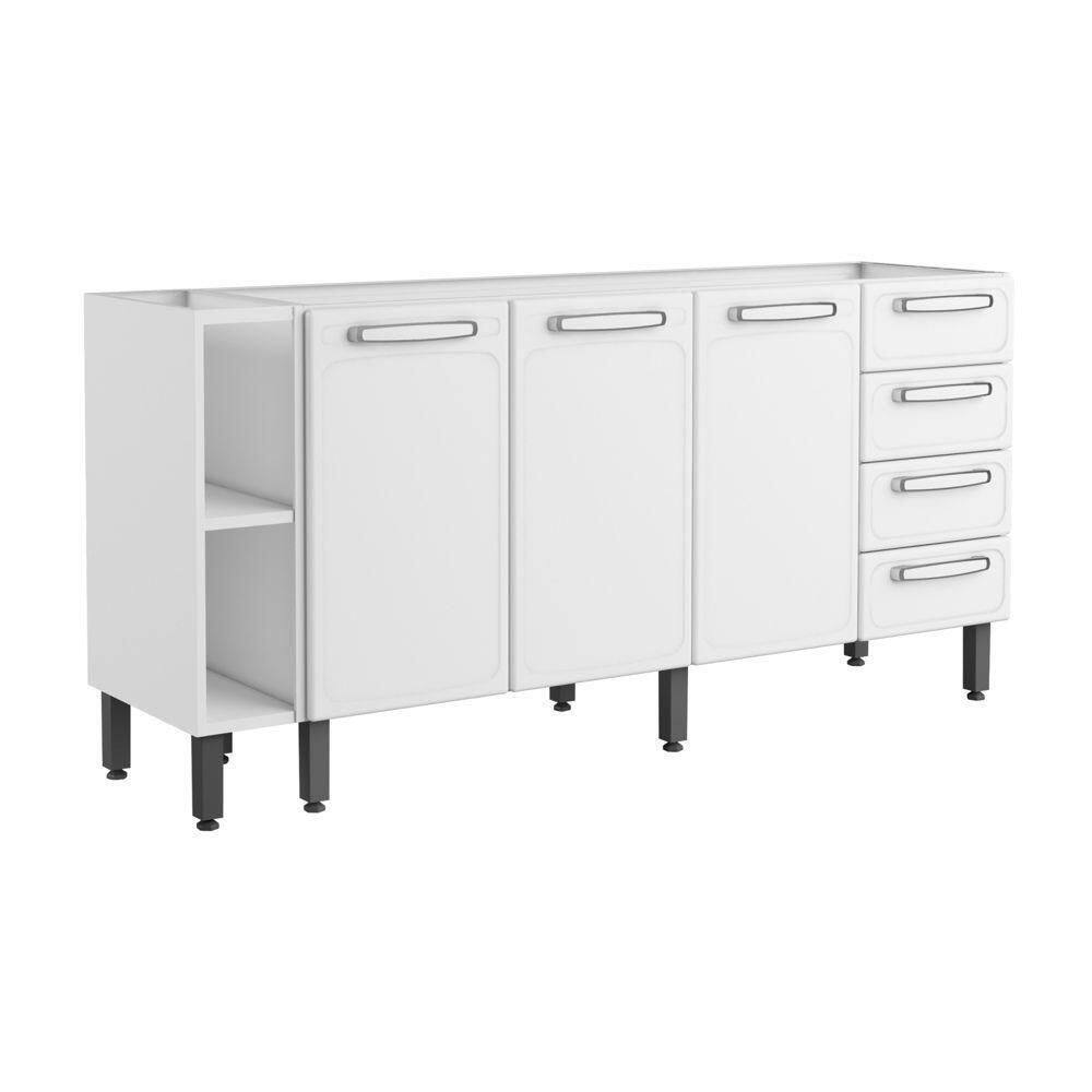 Balcão De Aço 3 Portas 4 Gavetas 2 Nichos Branco Bertolini Branco