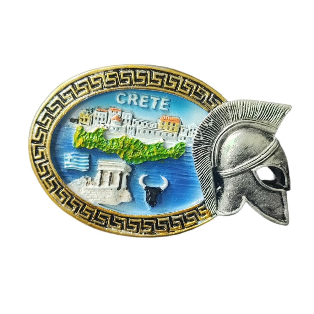 Imã de geladeira Artesanato em resina 3D da Ilha de Creta com monumentos gregos