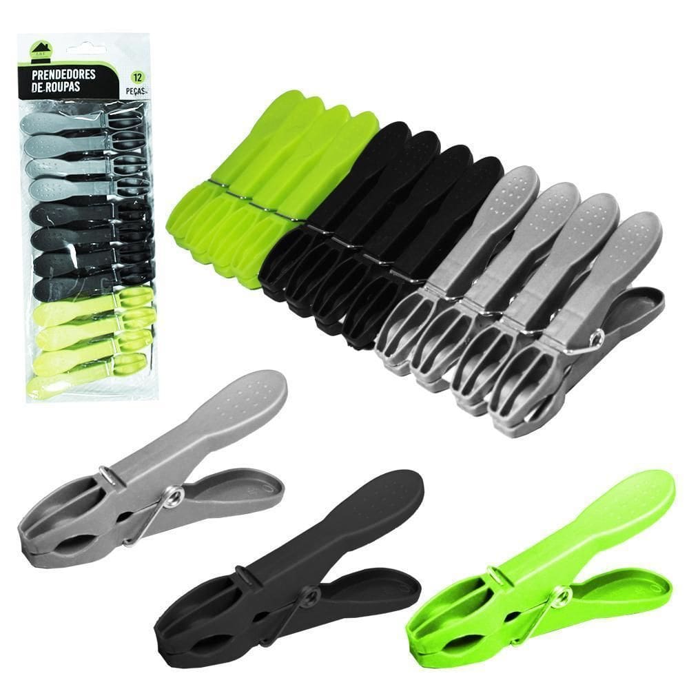 Prendedor De Roupa De Plastico Com 12 Pecas 8,3X1,5Cm