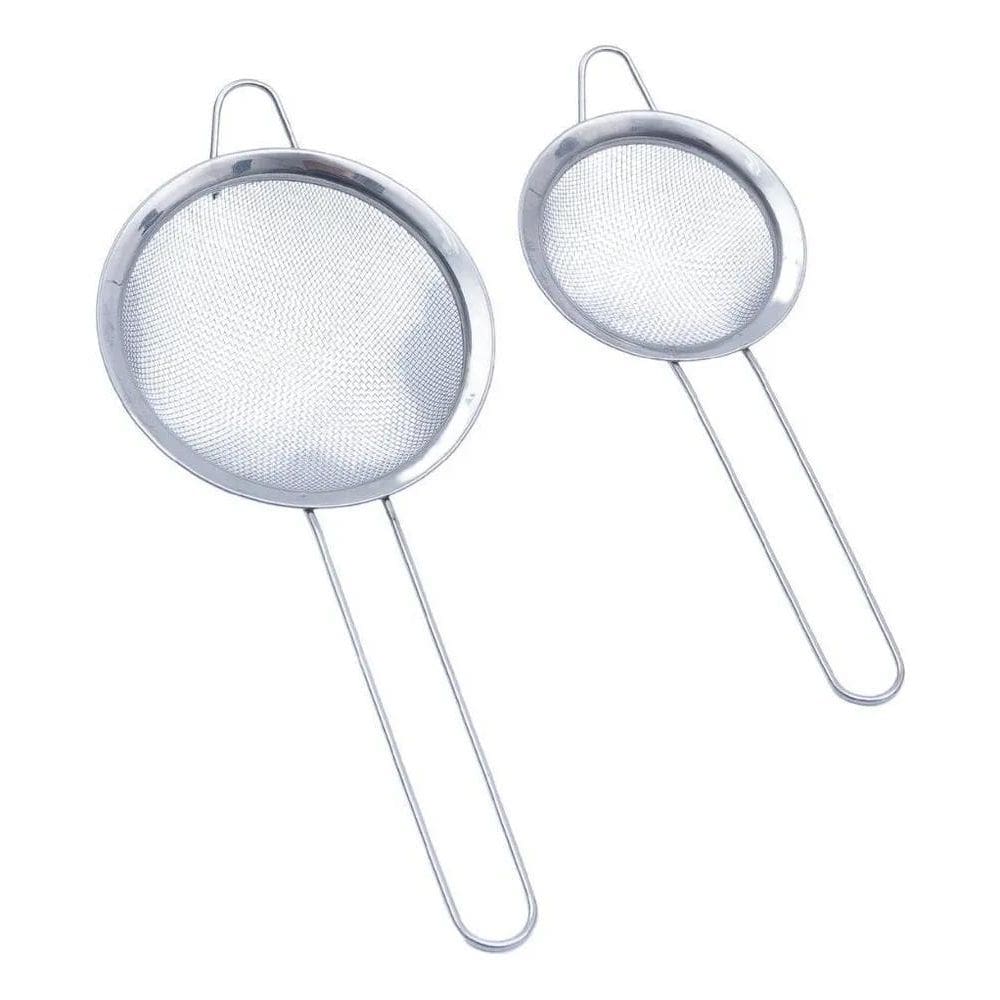 2X Kit 2 Peneiras Aço Inox Coador E Filtro De Sucos, Chás E