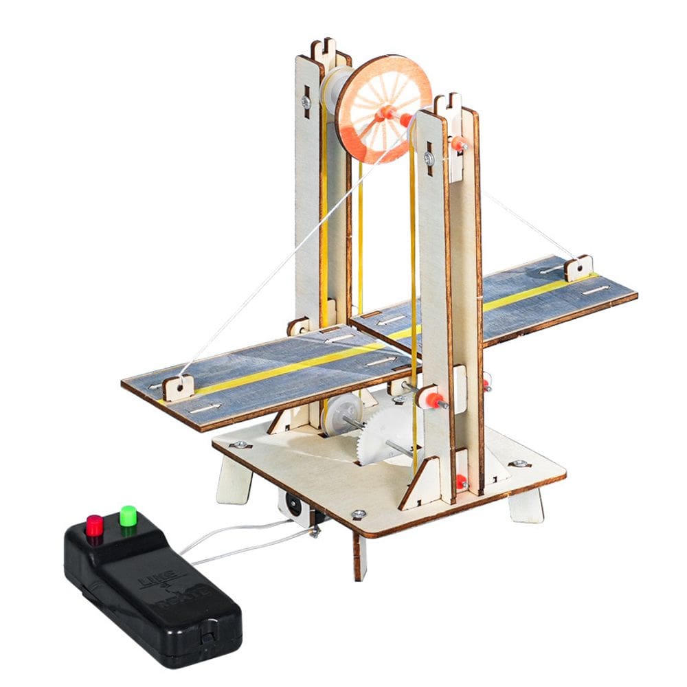 Kit de experimentos científicos: ponte elevatória de madeira com controle remoto