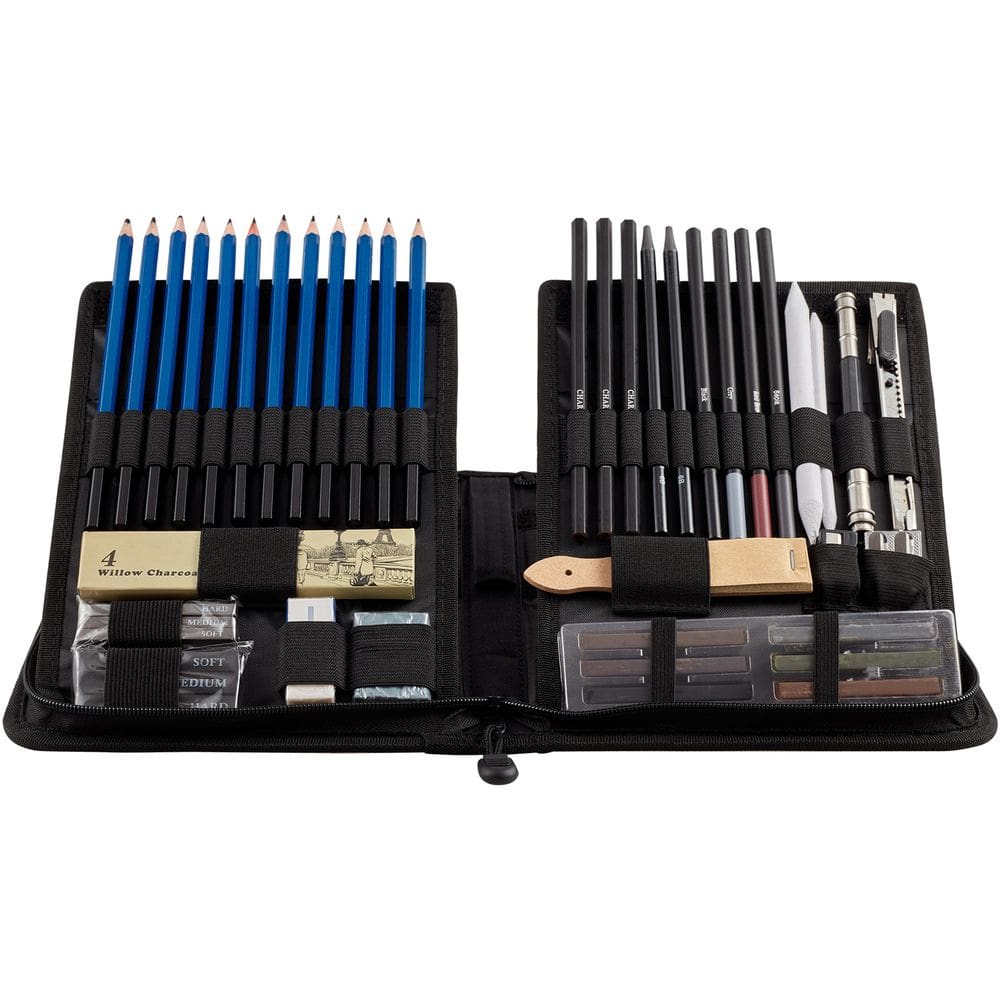 Conjunto de lápis de desenho 53 unidades com lápis de carvão de grafite