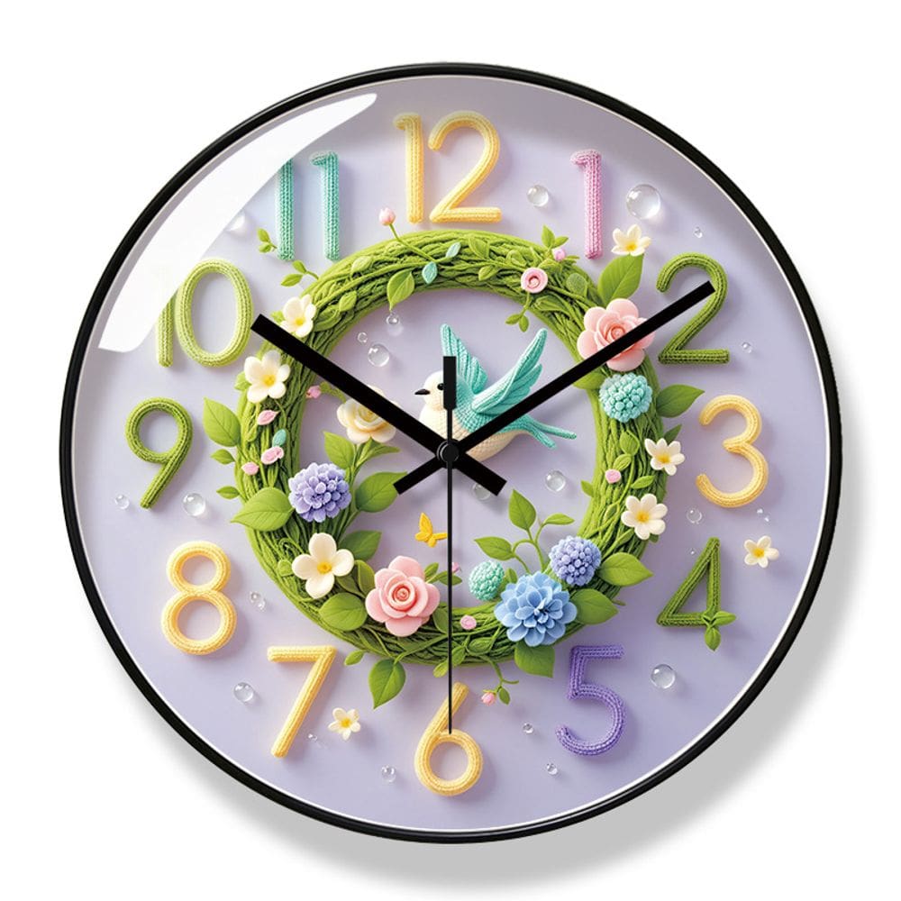 Relógio de parede Creative Floral 30x30cm Silent Non-Ticking