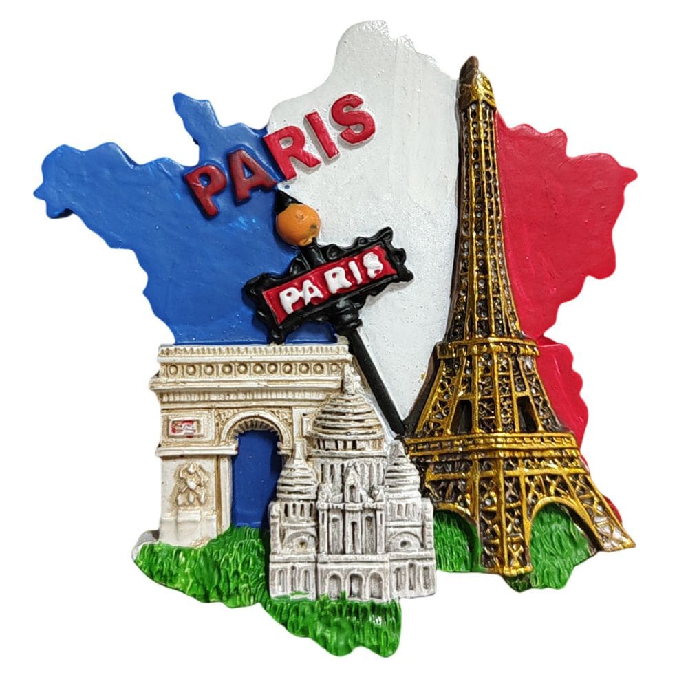 Ímã de geladeira Paris Torre Eiffel Arc de Triomphe Resina 3D