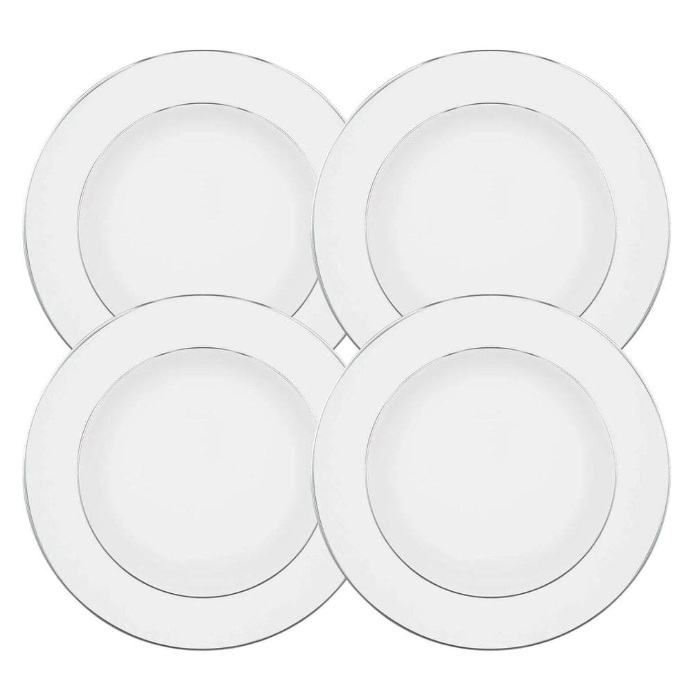 Jogo Pratos De Sobremesa 22Cm Kit 4 Pcs Borda Prata Diamond