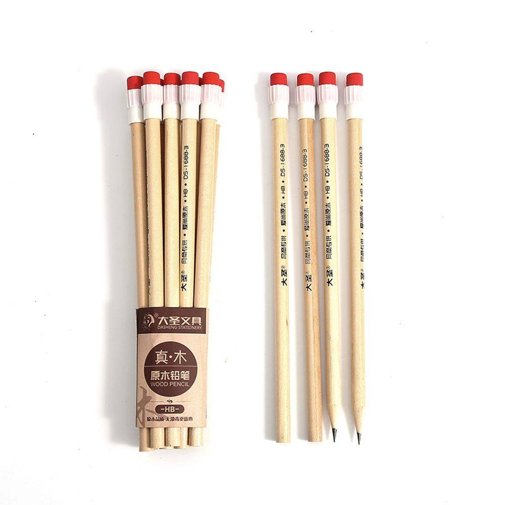 Conjunto de lápis de madeira, 3 peças HB com borrachas de 19 cm para desenhar e escrever