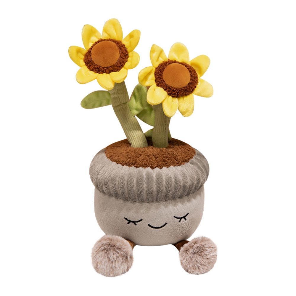Desenho de boneca de pelúcia, girassol em vaso, estilo de planta de 30 cm