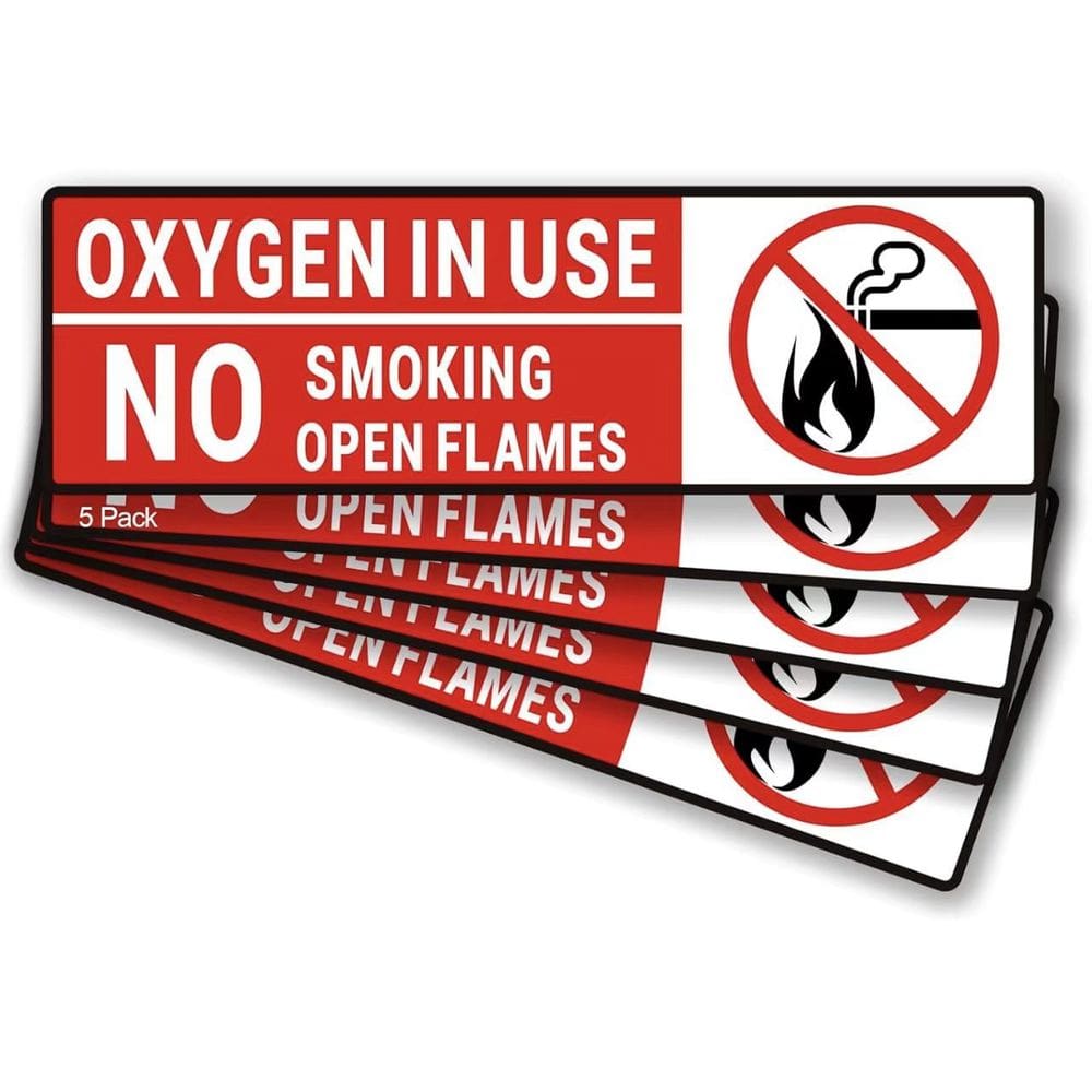 Adesivo de advertência: vinil autoadesivo Oxygen In Use, 5 unidades/lote