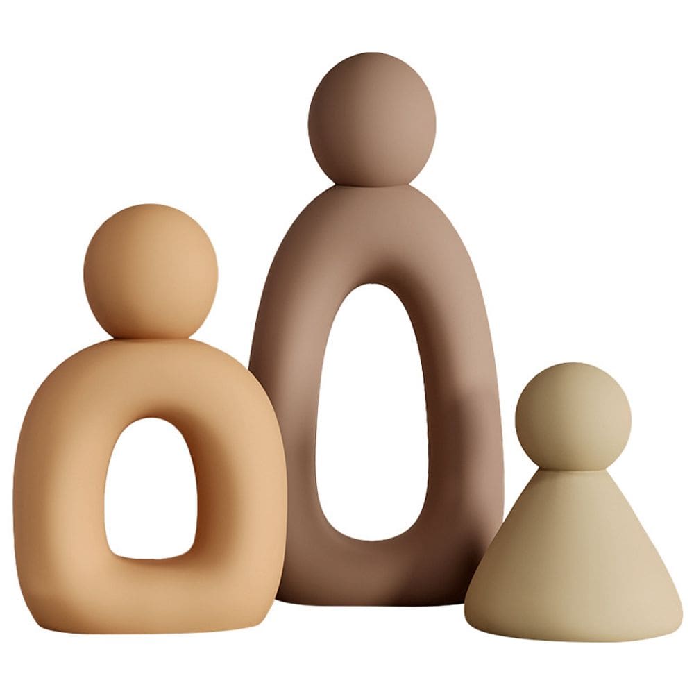 Conjunto de estatuetas de resina de escultura Modern Abstract Family x3