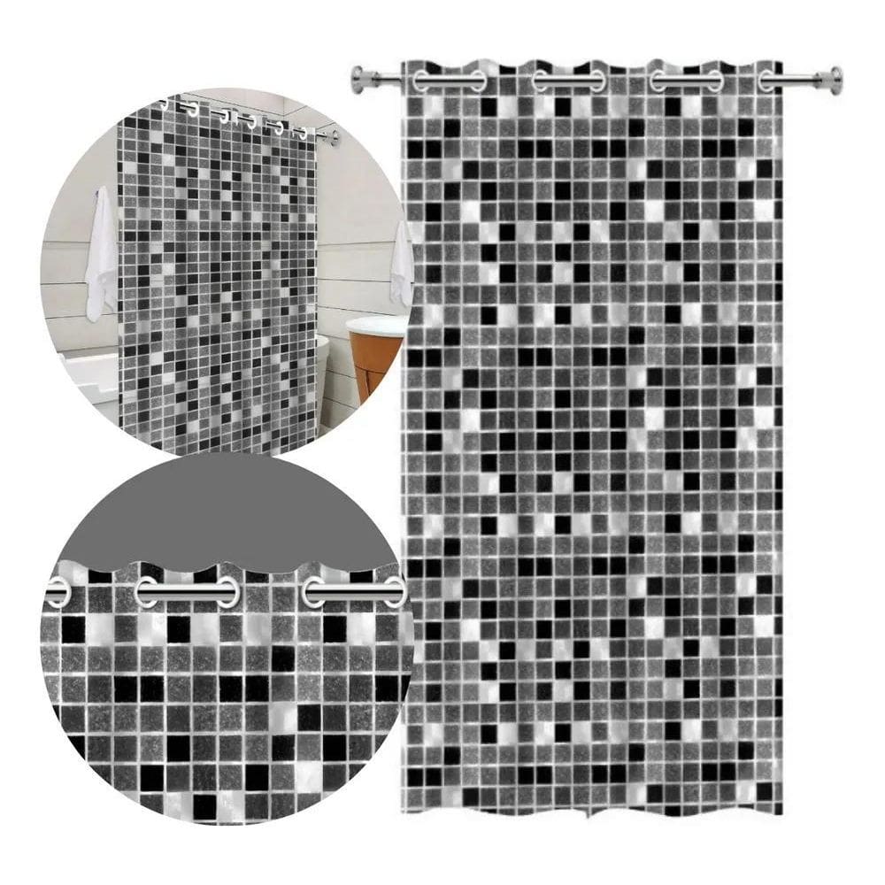 2X Cortina Box Banheiro Impermeável Antimofo Tipo Pastilha F