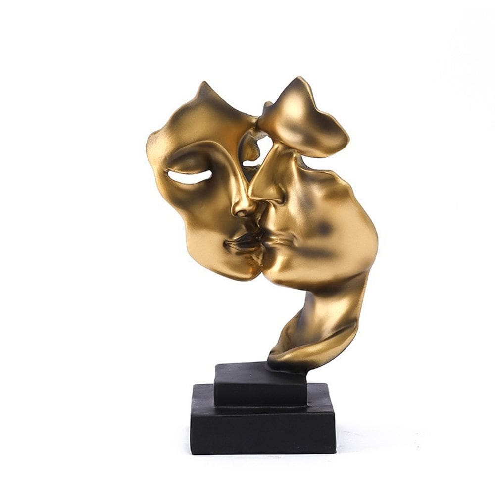 Estatueta de resina Creative Silence is Gold Couple Kissing Faces
